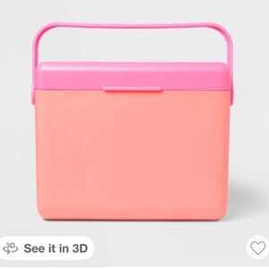 Portable Pink & Coral Storage Bin with Handle